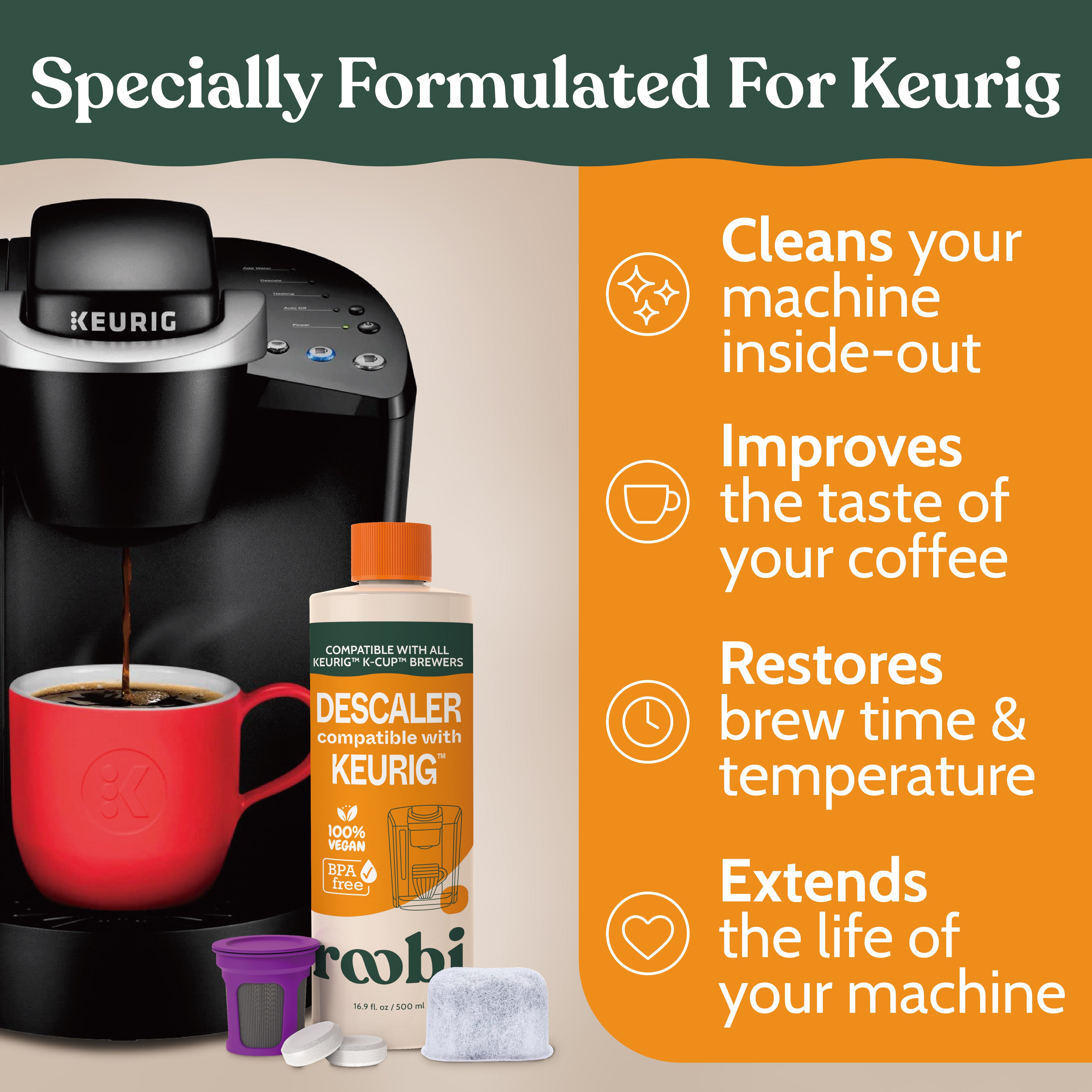 Keurig Cleaning & Descaling Kit – Roobi